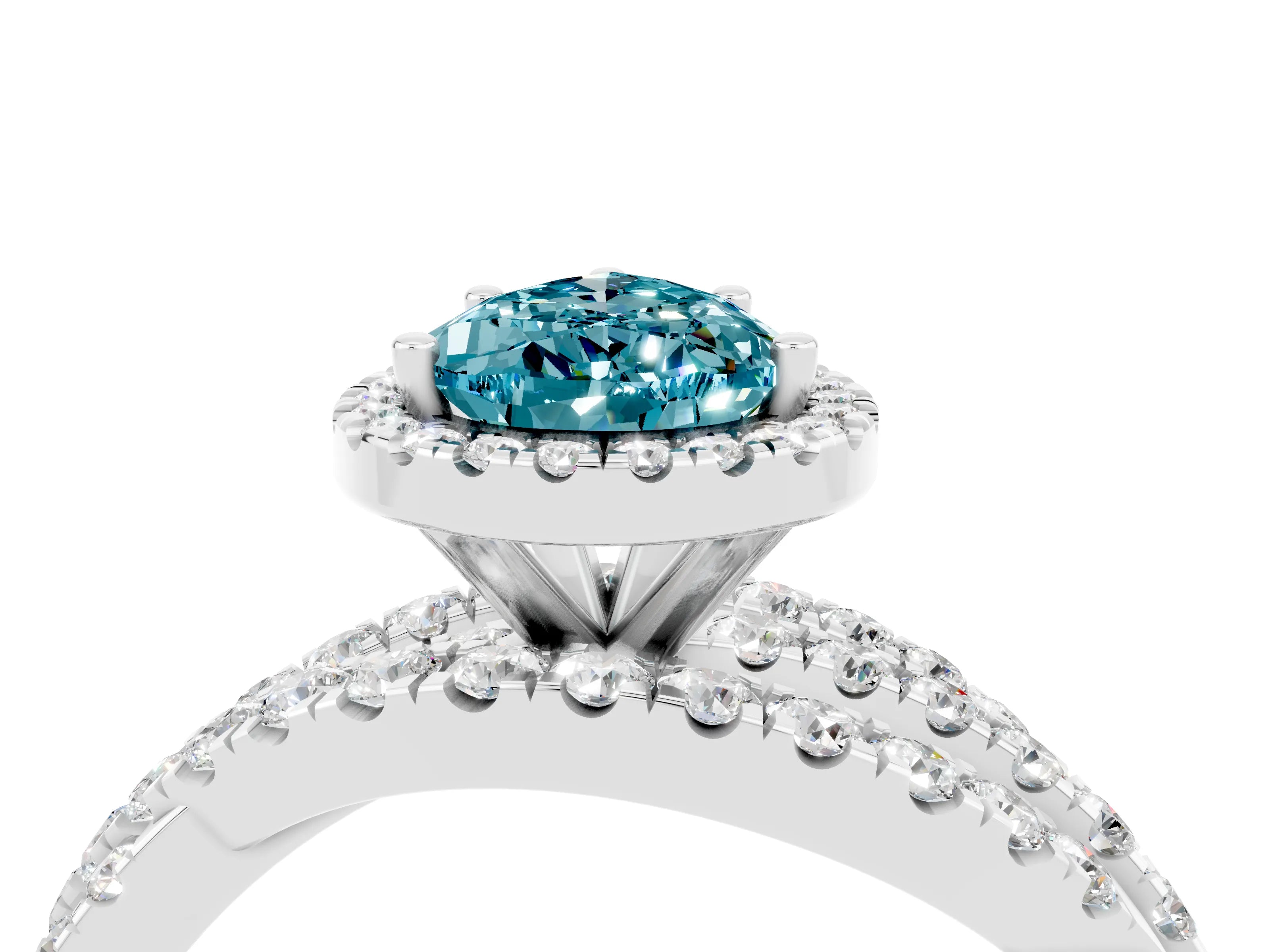 White gold Pear Cut Cut Halo Split Shank Prong Setting Ring_16