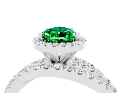 White gold Pear Cut Cut Halo Split Shank Prong Setting Ring_16