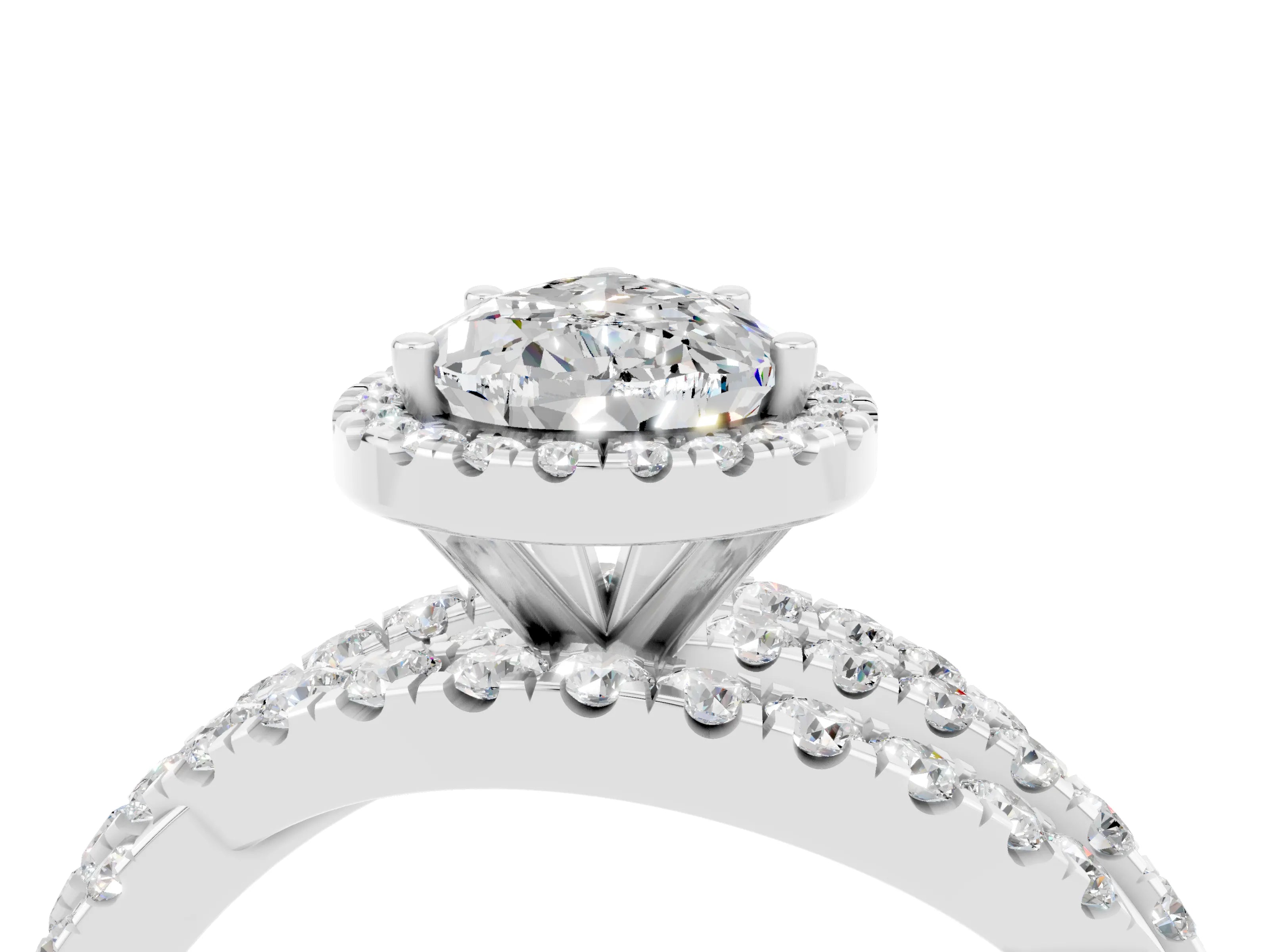 White gold Pear Cut Cut Halo Split Shank Prong Setting Ring_16