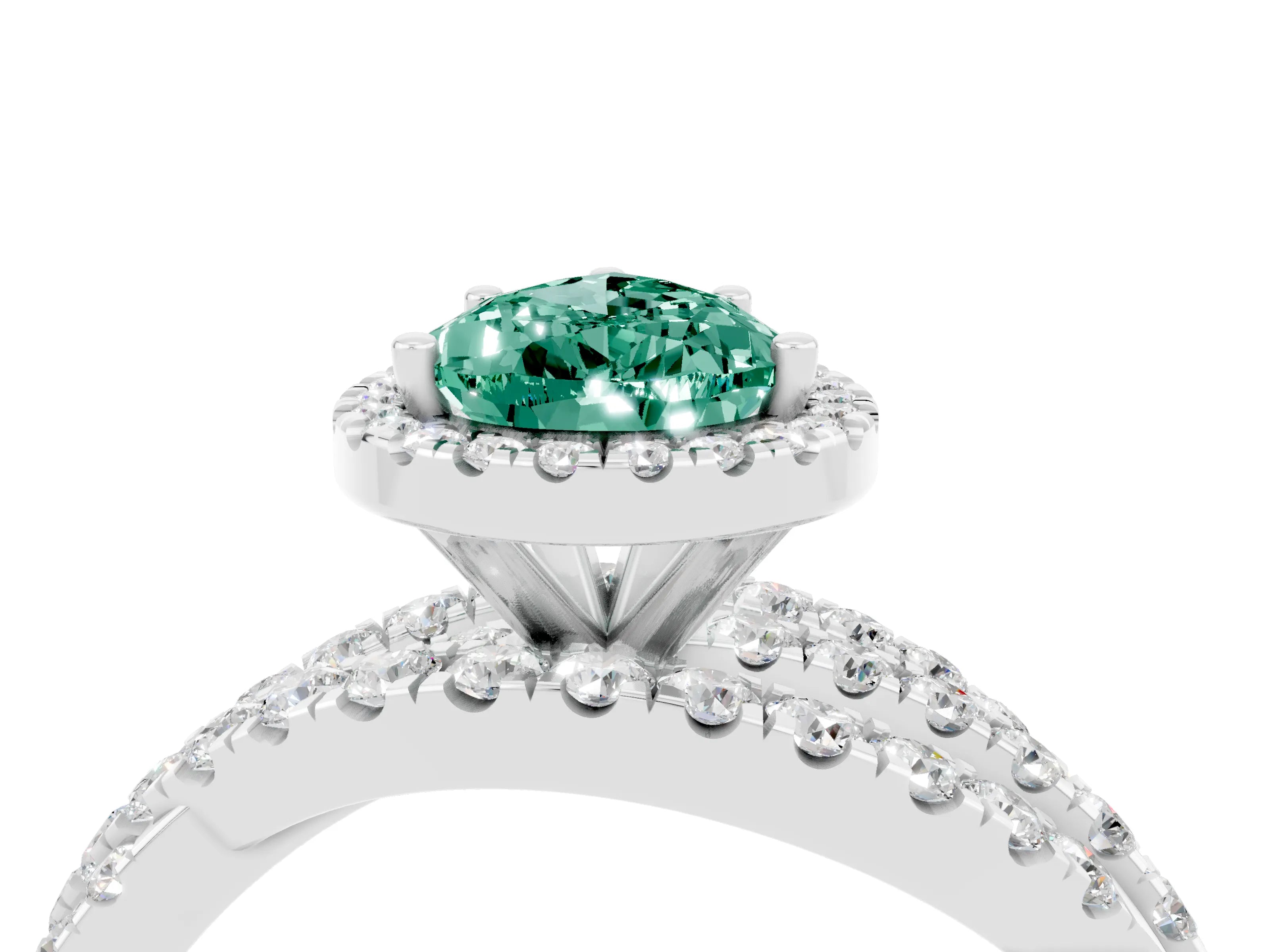 White gold Pear Cut Cut Halo Split Shank Prong Setting Ring_16