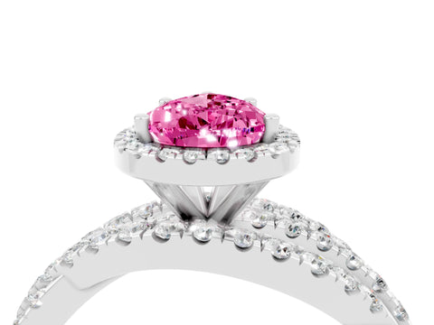 White gold Pear Cut Cut Halo Split Shank Prong Setting Ring_16