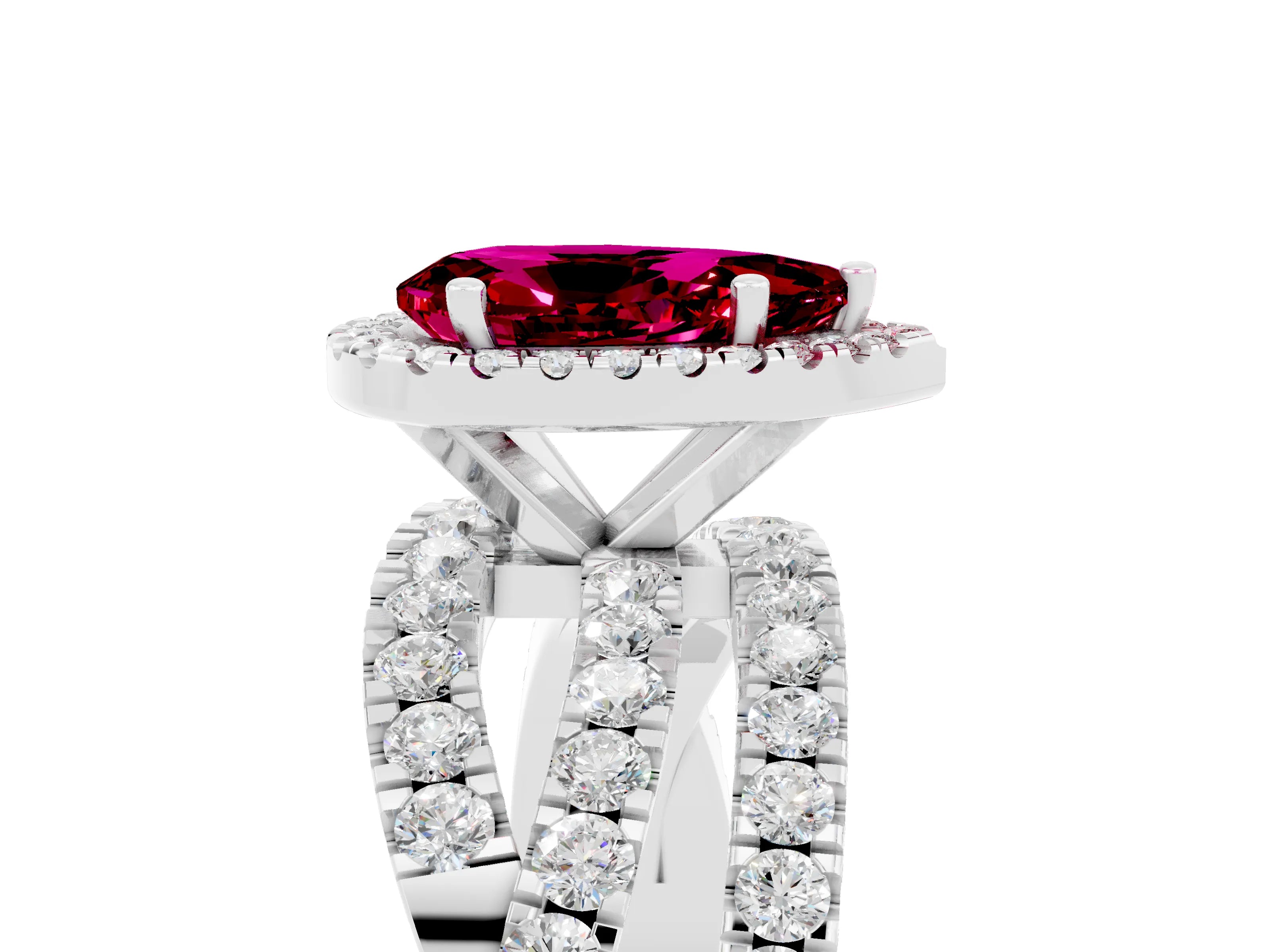 White gold Pear Cut Cut Halo Split Shank Prong Setting Ring_17
