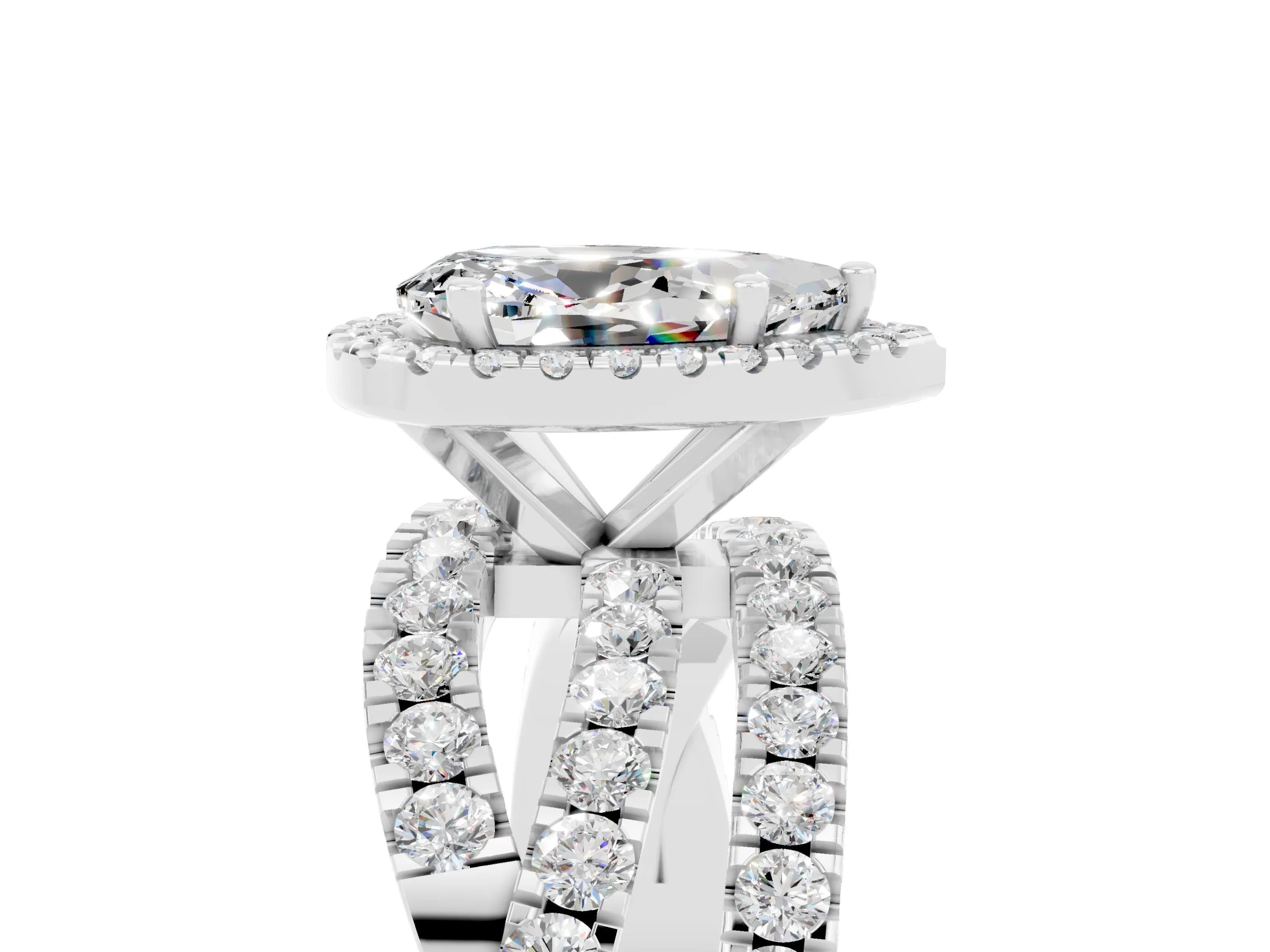 White gold Pear Cut Cut Halo Split Shank Prong Setting Ring_17