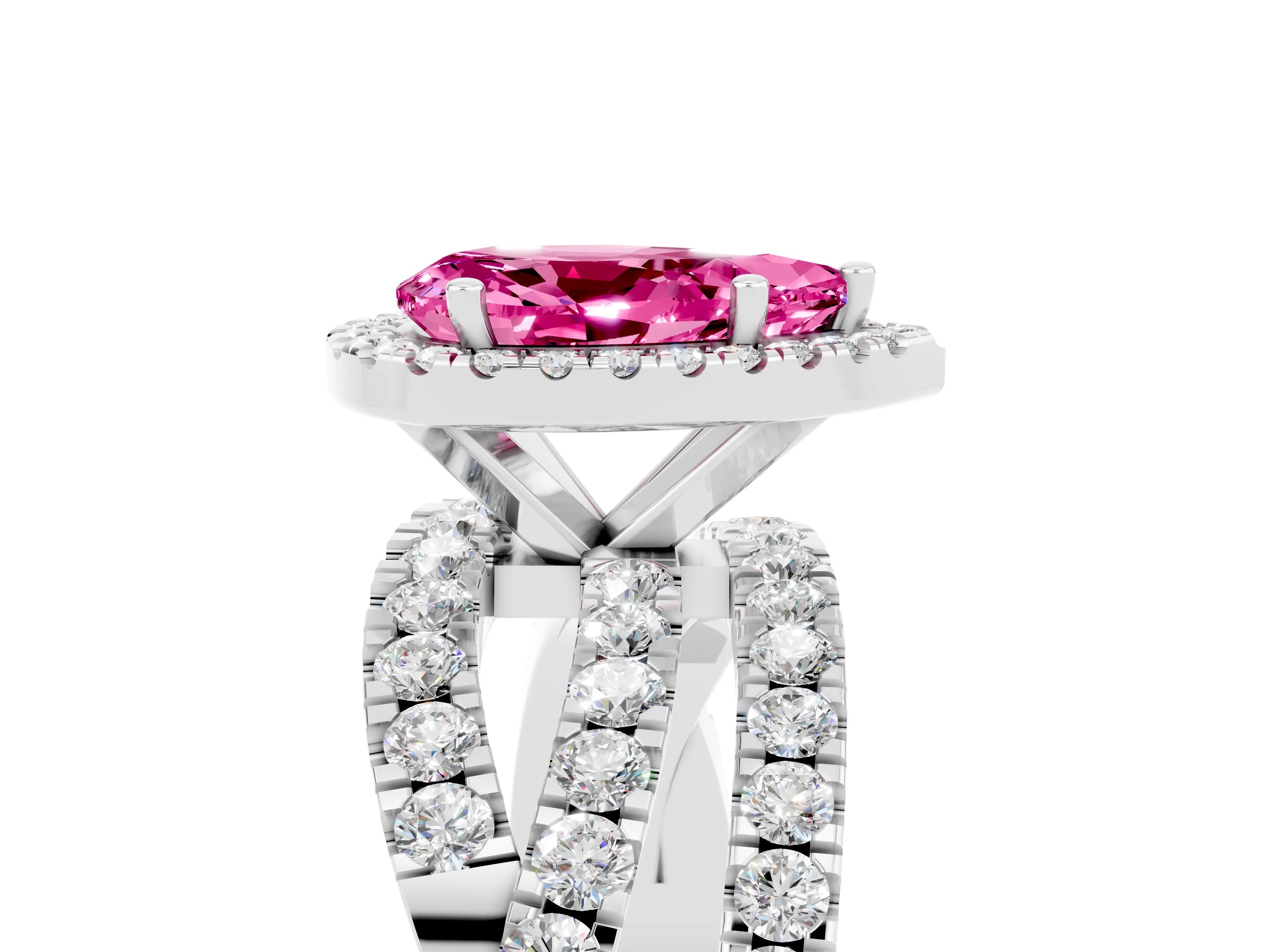White gold Pear Cut Cut Halo Split Shank Prong Setting Ring_17