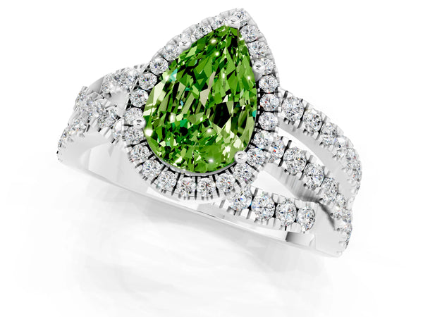 Platinum Pear Cut Cut Halo Split Shank Prong Setting Ring
