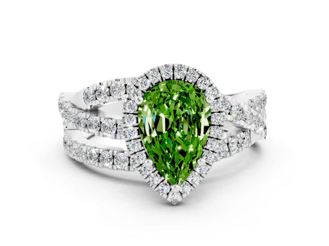 White gold Pear Cut Cut Halo Split Shank Prong Setting Ring_24