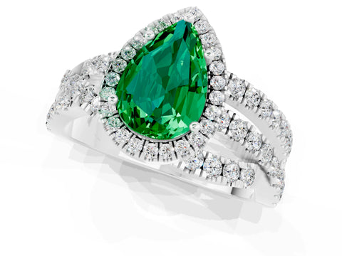White gold Pear Cut Cut Halo Split Shank Prong Setting Ring_25