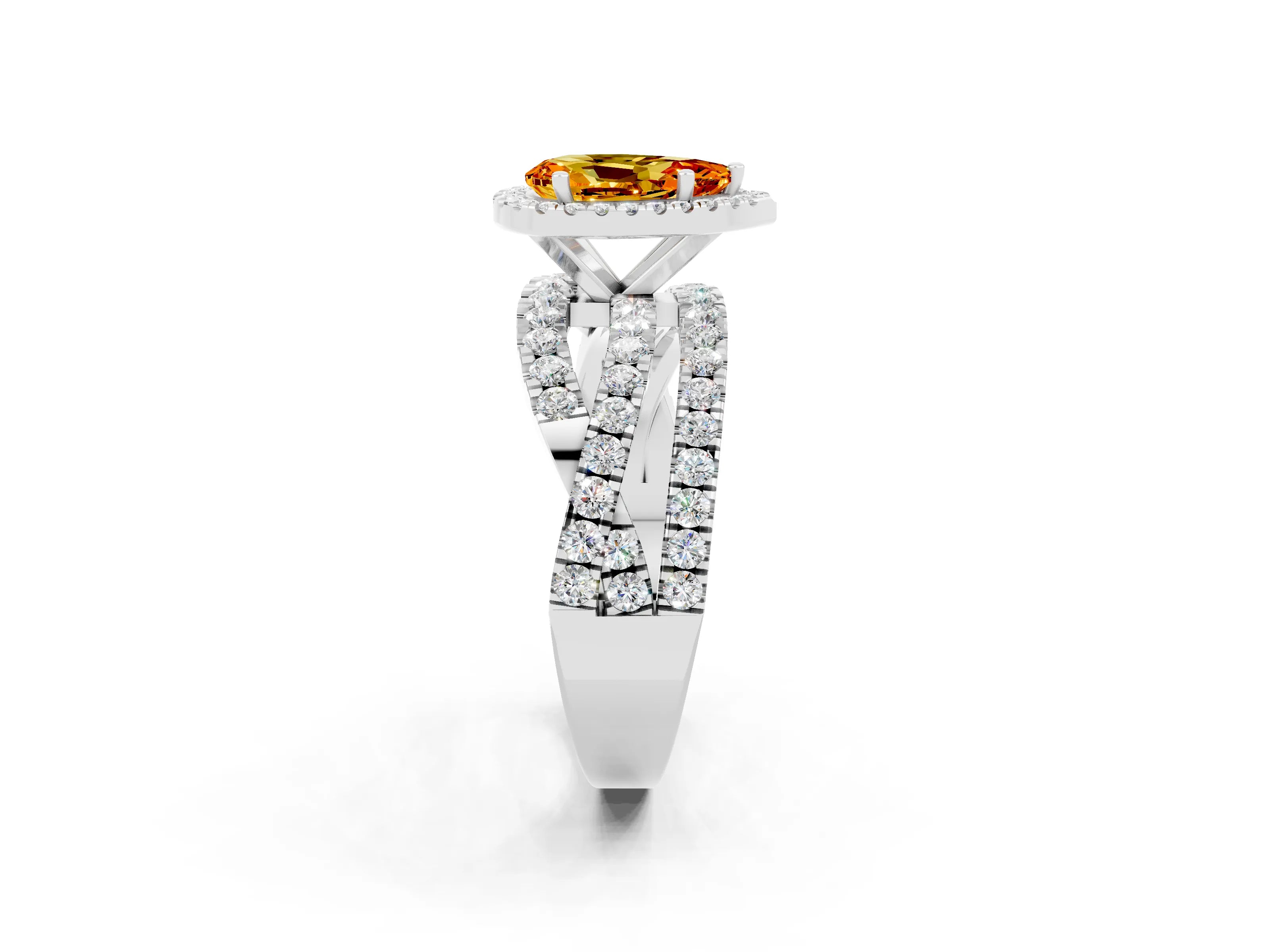 White gold Pear Cut Cut Halo Split Shank Prong Setting Ring_26