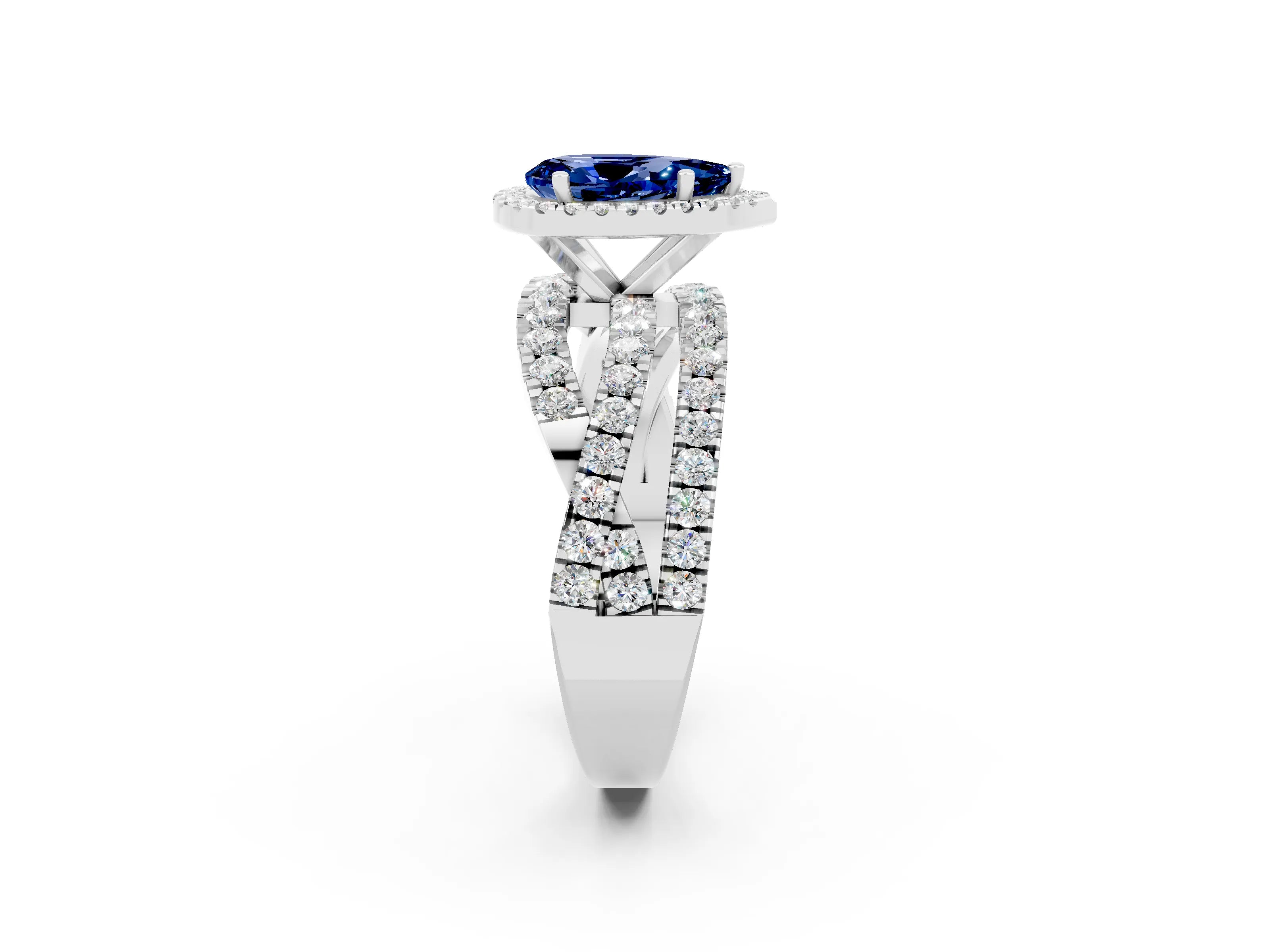White gold Pear Cut Cut Halo Split Shank Prong Setting Ring_26