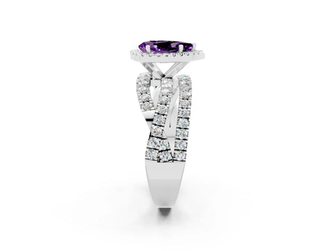 White gold Pear Cut Cut Halo Split Shank Prong Setting Ring_26