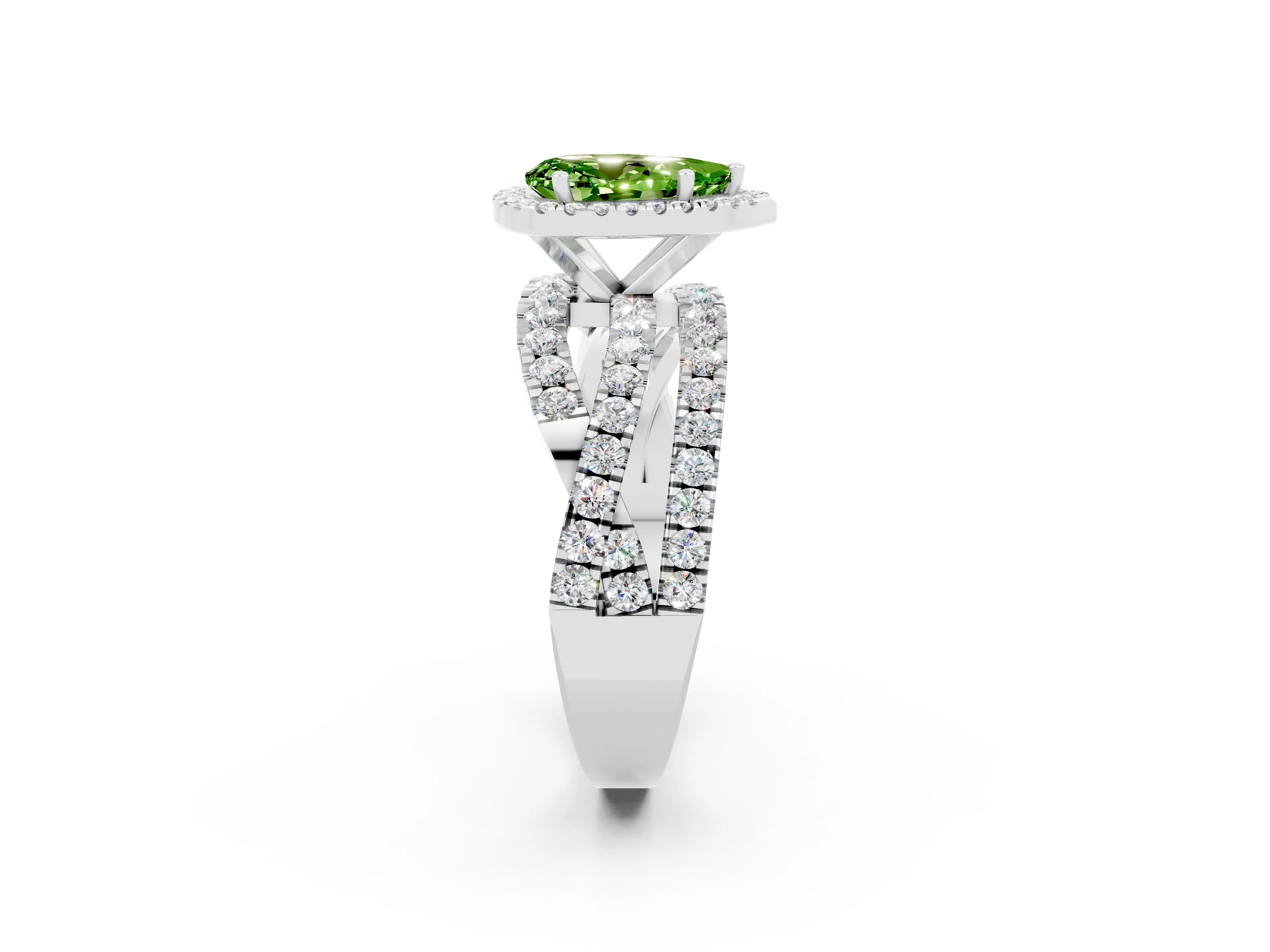 White gold Pear Cut Cut Halo Split Shank Prong Setting Ring_26