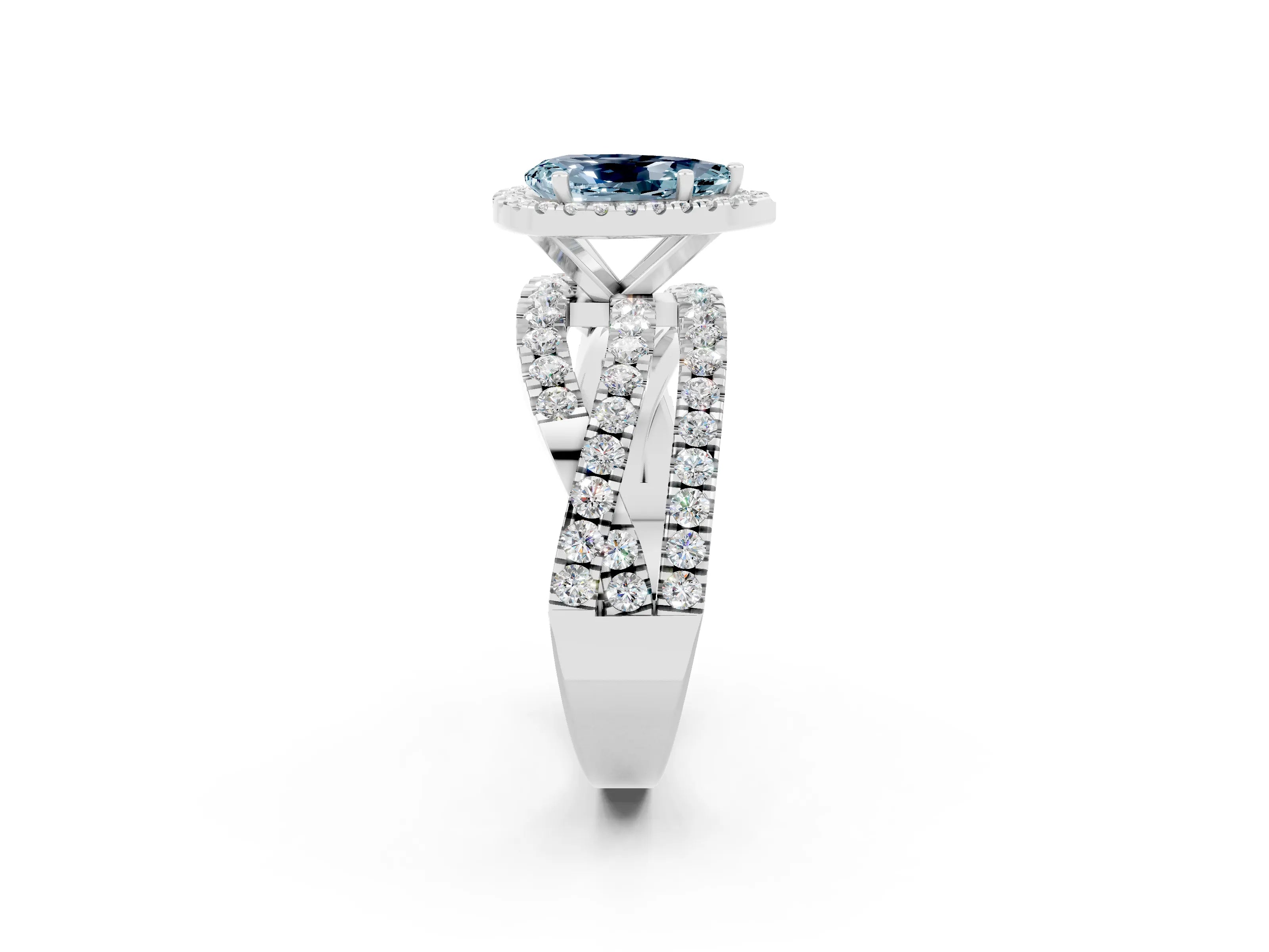 White gold Pear Cut Cut Halo Split Shank Prong Setting Ring_26