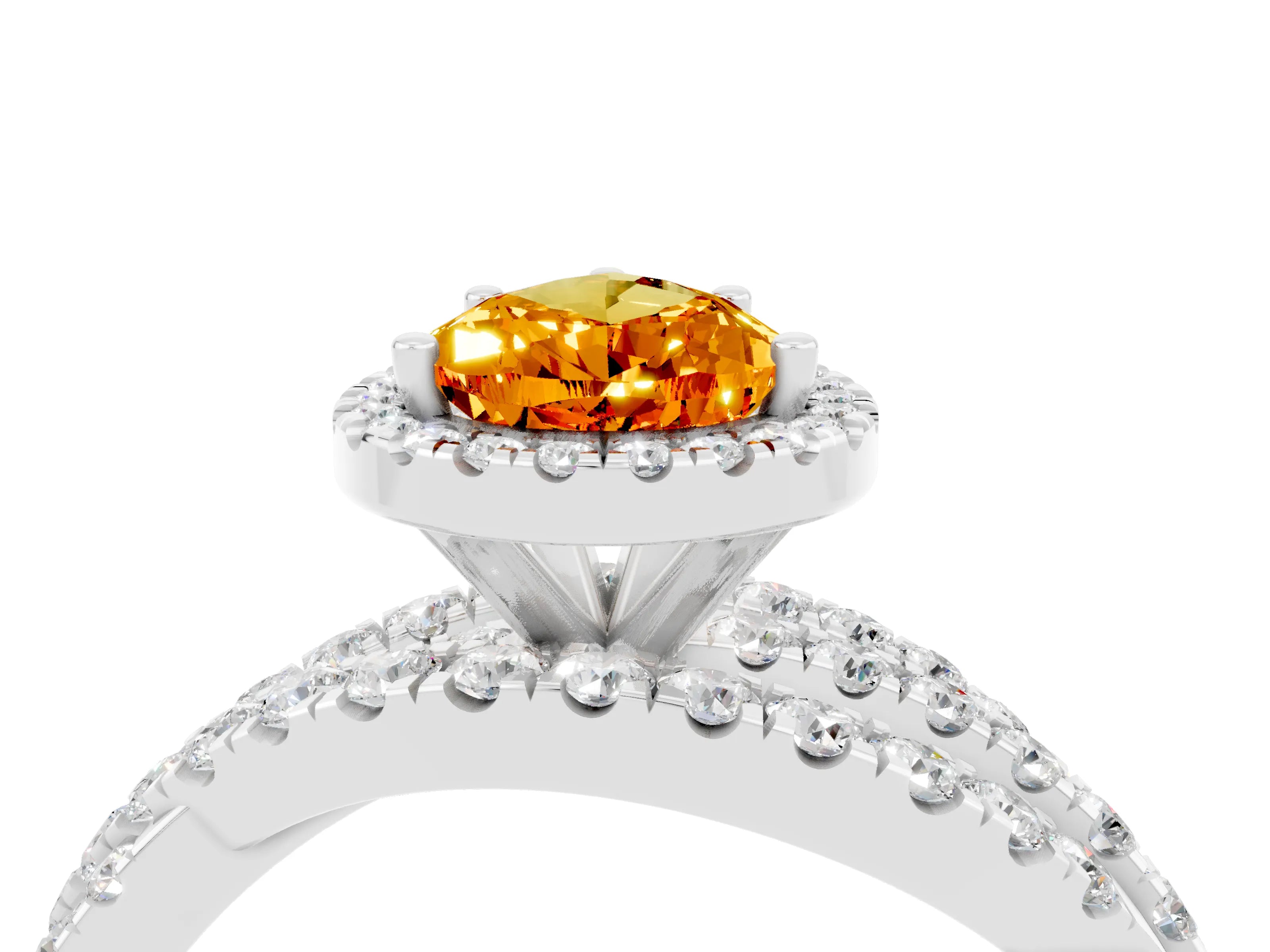 White gold Pear Cut Cut Halo Split Shank Prong Setting Ring_28