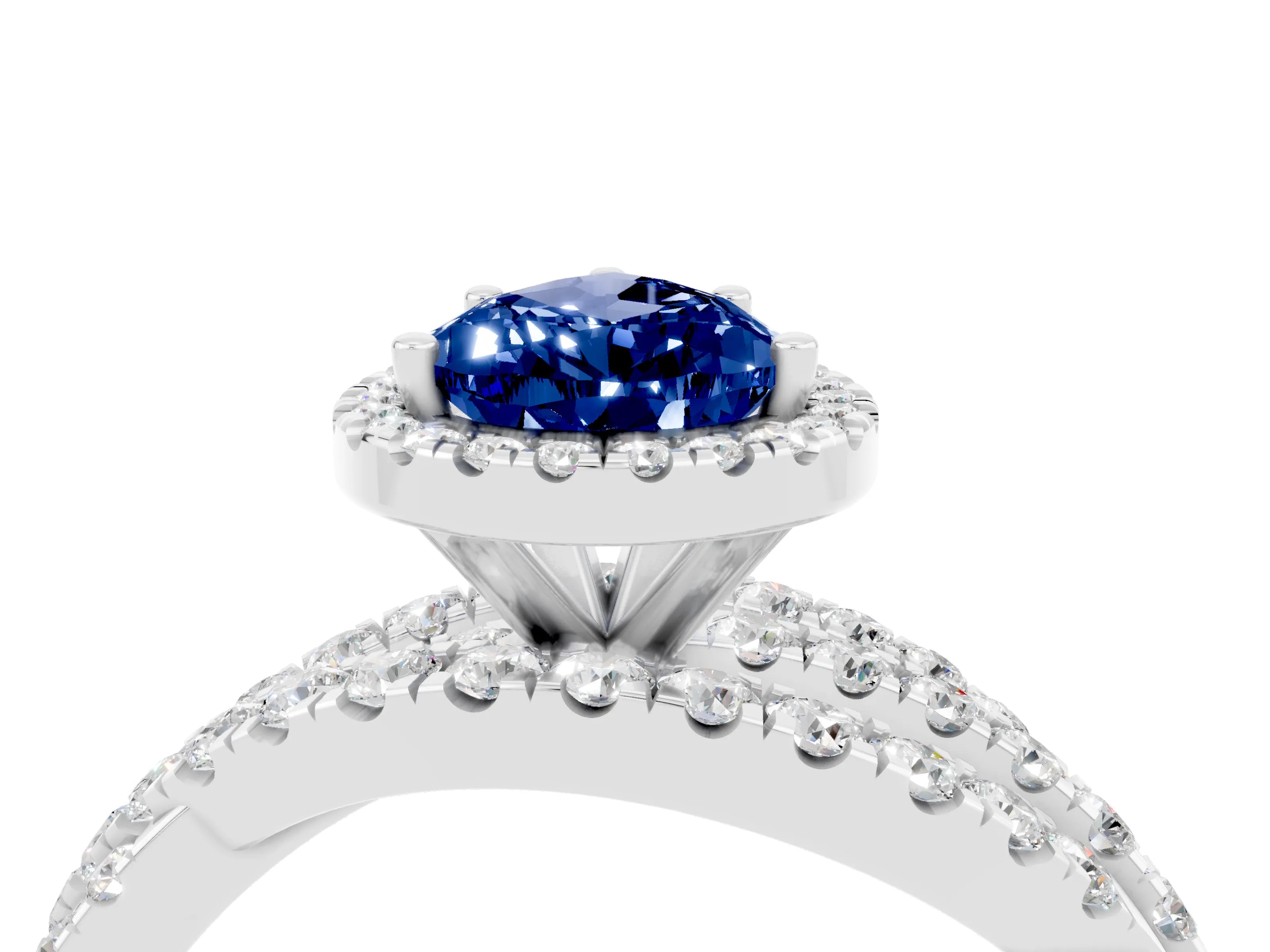 White gold Pear Cut Cut Halo Split Shank Prong Setting Ring_28