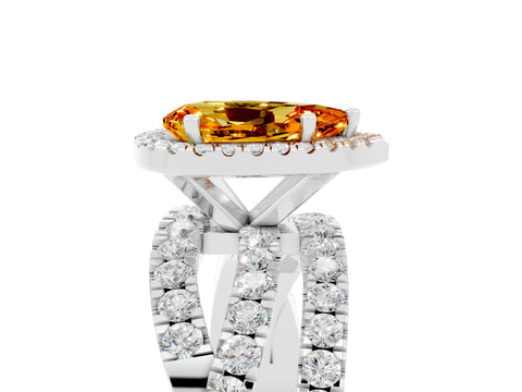 White gold Pear Cut Cut Halo Split Shank Prong Setting Ring_29