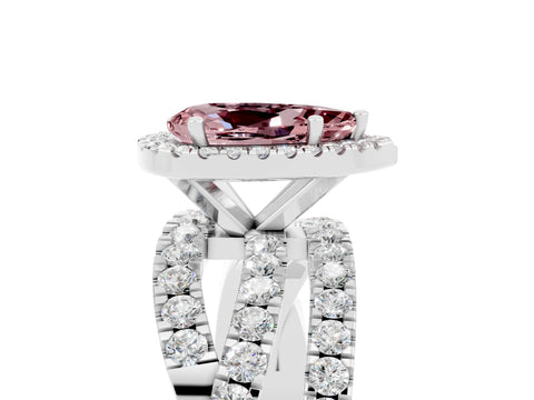 White gold Pear Cut Cut Halo Split Shank Prong Setting Ring_29
