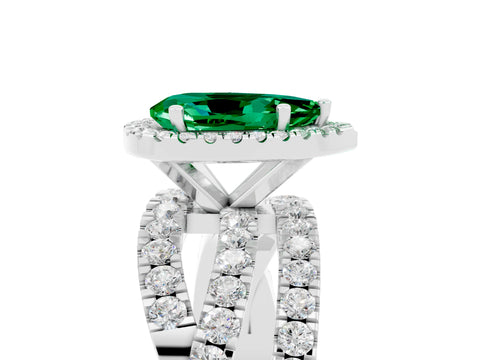 White gold Pear Cut Cut Halo Split Shank Prong Setting Ring_29