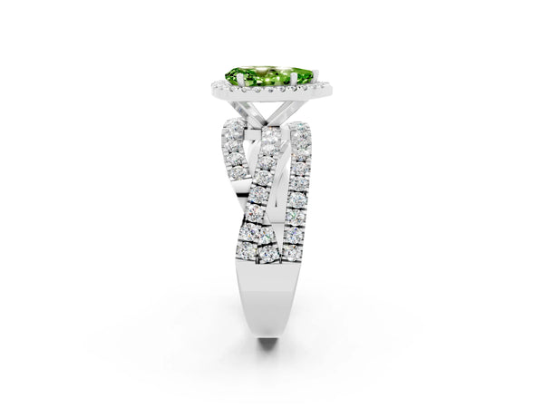 Platinum Pear Cut Cut Halo Split Shank Prong Setting Ring