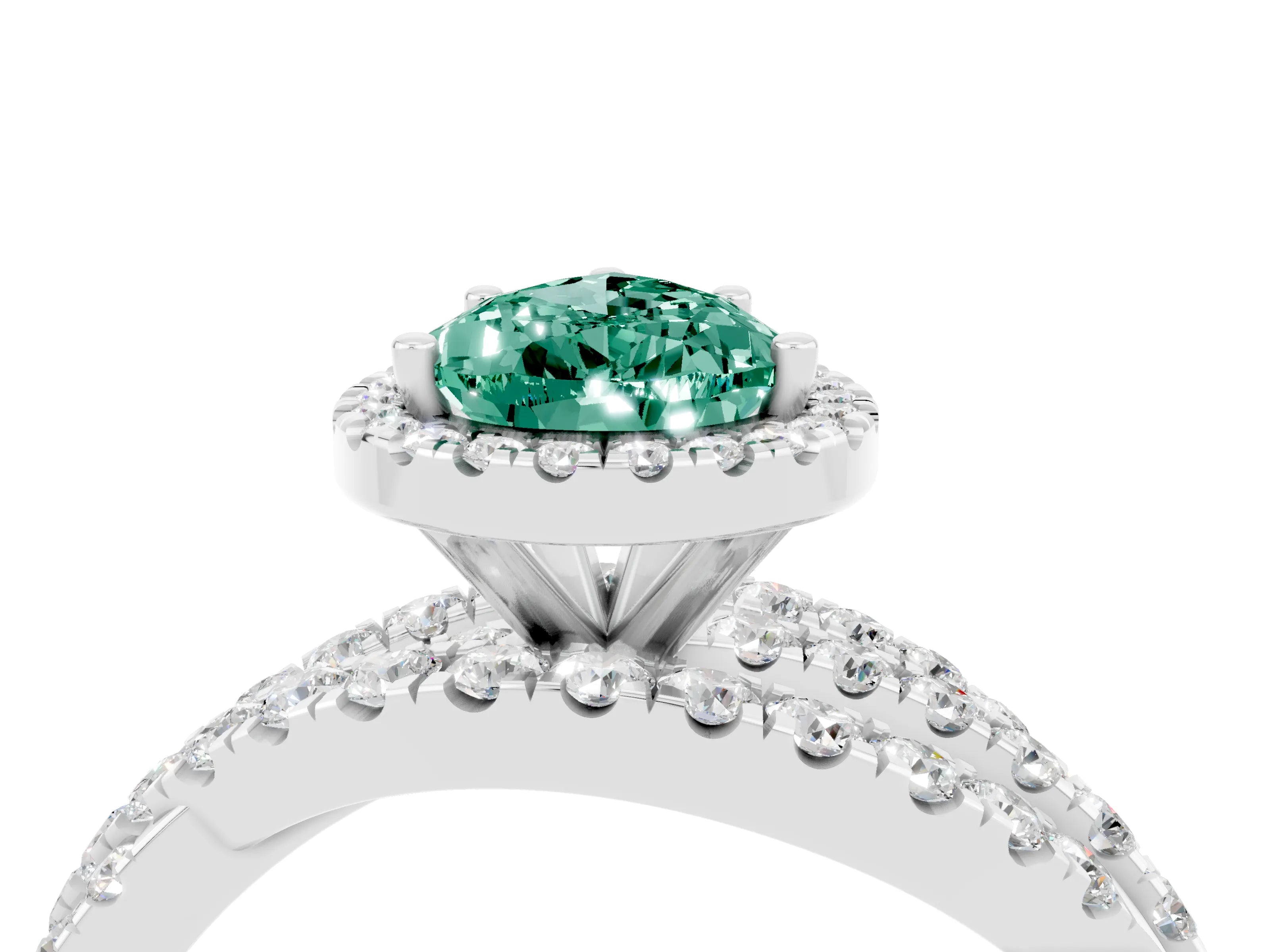 White gold Pear Cut Cut Halo Split Shank Prong Setting Ring_4