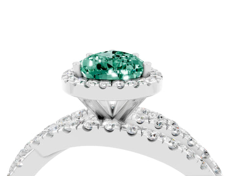 White gold Pear Cut Cut Halo Split Shank Prong Setting Ring_4
