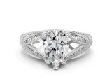 White gold Pear Cut Cut Milgrain Pave Diamond Engagement Ring with Four-Prong Setting_3