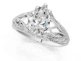White gold Pear Cut Cut Milgrain Pave Diamond Engagement Ring with Four-Prong Setting_4