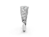 White gold Pear Cut Cut Milgrain Pave Diamond Engagement Ring with Four-Prong Setting_5