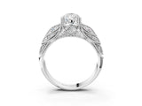White gold Pear Cut Cut Milgrain Pave Diamond Engagement Ring with Four-Prong Setting_6