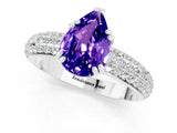 White gold Pear Cut Cut Pave Diamond Engagement Ring with Channel Set Band and Four-Prong Setting_1