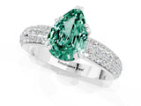 White gold Pear Cut Cut Pave Diamond Engagement Ring with Channel Set Band and Four-Prong Setting_1