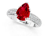 White gold Pear Cut Cut Pave Diamond Engagement Ring with Channel Set Band and Four-Prong Setting_1