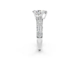 White gold Pear Cut Cut Pave Diamond Engagement Ring with Channel Set Band and Four-Prong Setting_2
