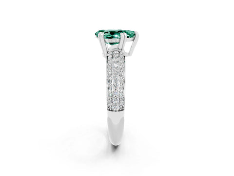 White gold Pear Cut Cut Pave Diamond Engagement Ring with Channel Set Band and Four-Prong Setting_2