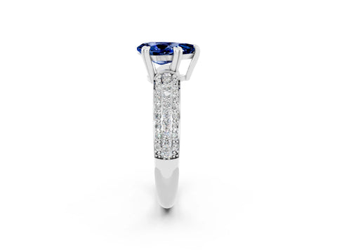 White gold Pear Cut Cut Pave Diamond Engagement Ring with Channel Set Band and Four-Prong Setting_2