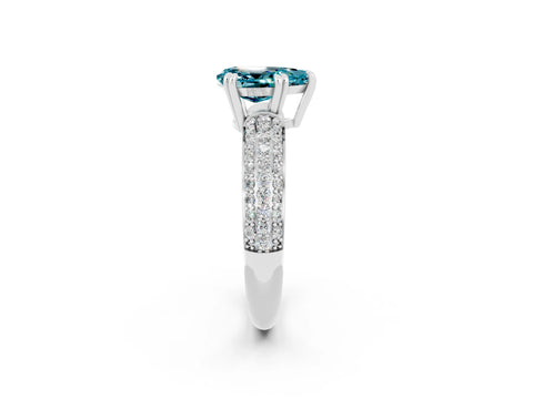 White gold Pear Cut Cut Pave Diamond Engagement Ring with Channel Set Band and Four-Prong Setting_2