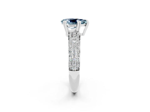 White gold Pear Cut Cut Pave Diamond Engagement Ring with Channel Set Band and Four-Prong Setting_2