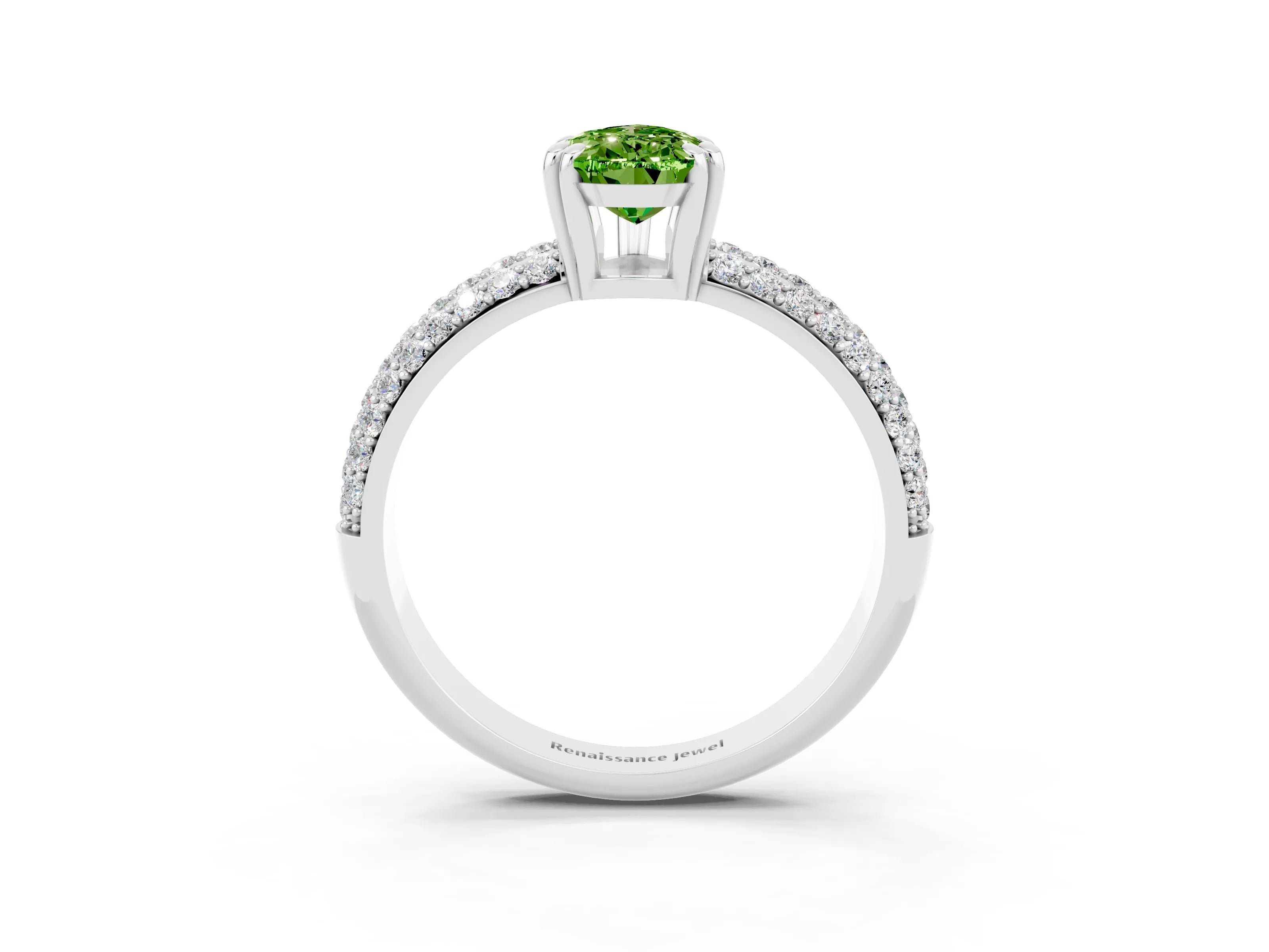White gold Pear Cut Cut Pave Diamond Engagement Ring with Channel Set Band and Four-Prong Setting_3