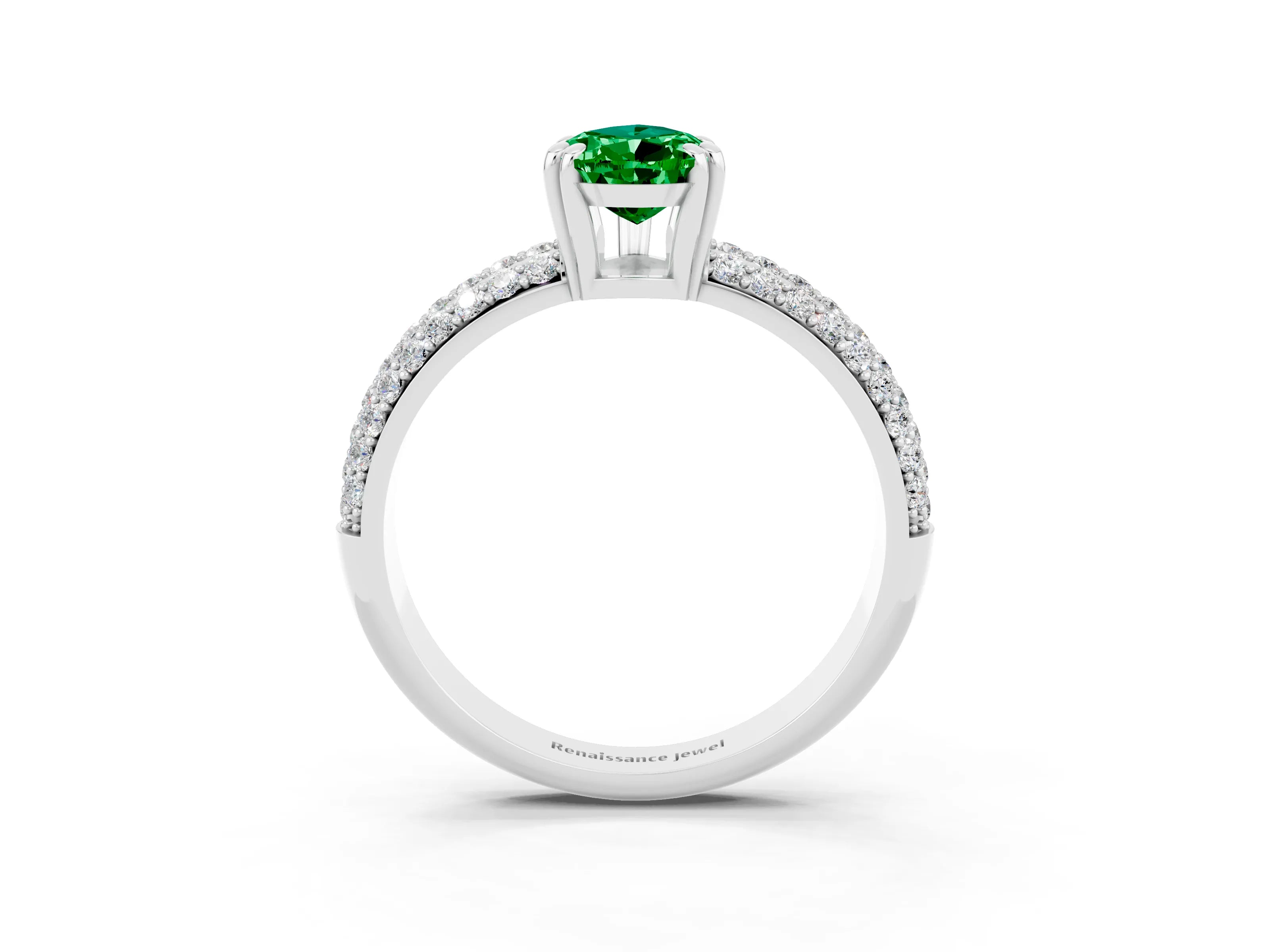 White gold Pear Cut Cut Pave Diamond Engagement Ring with Channel Set Band and Four-Prong Setting_3