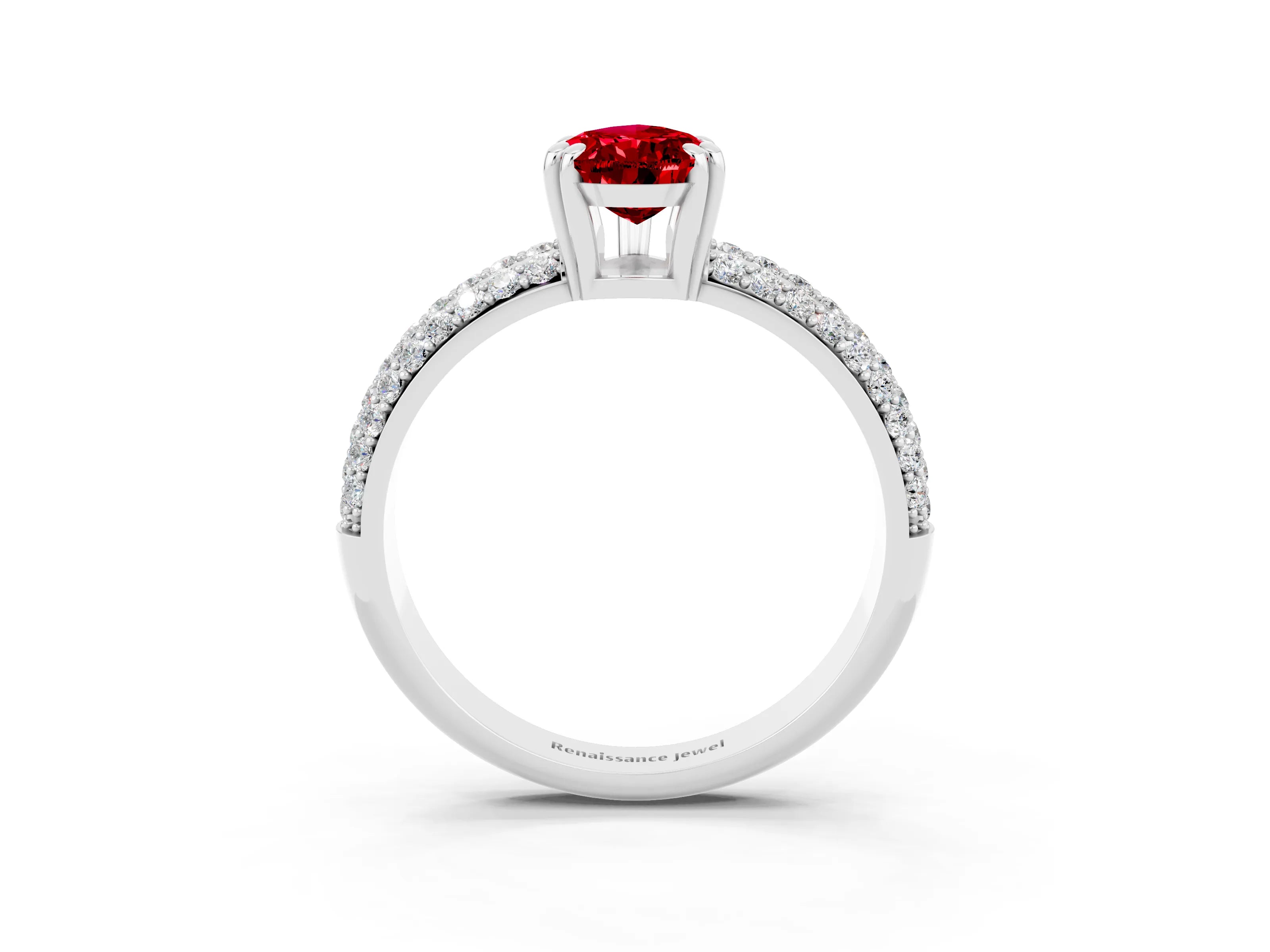 White gold Pear Cut Cut Pave Diamond Engagement Ring with Channel Set Band and Four-Prong Setting_3
