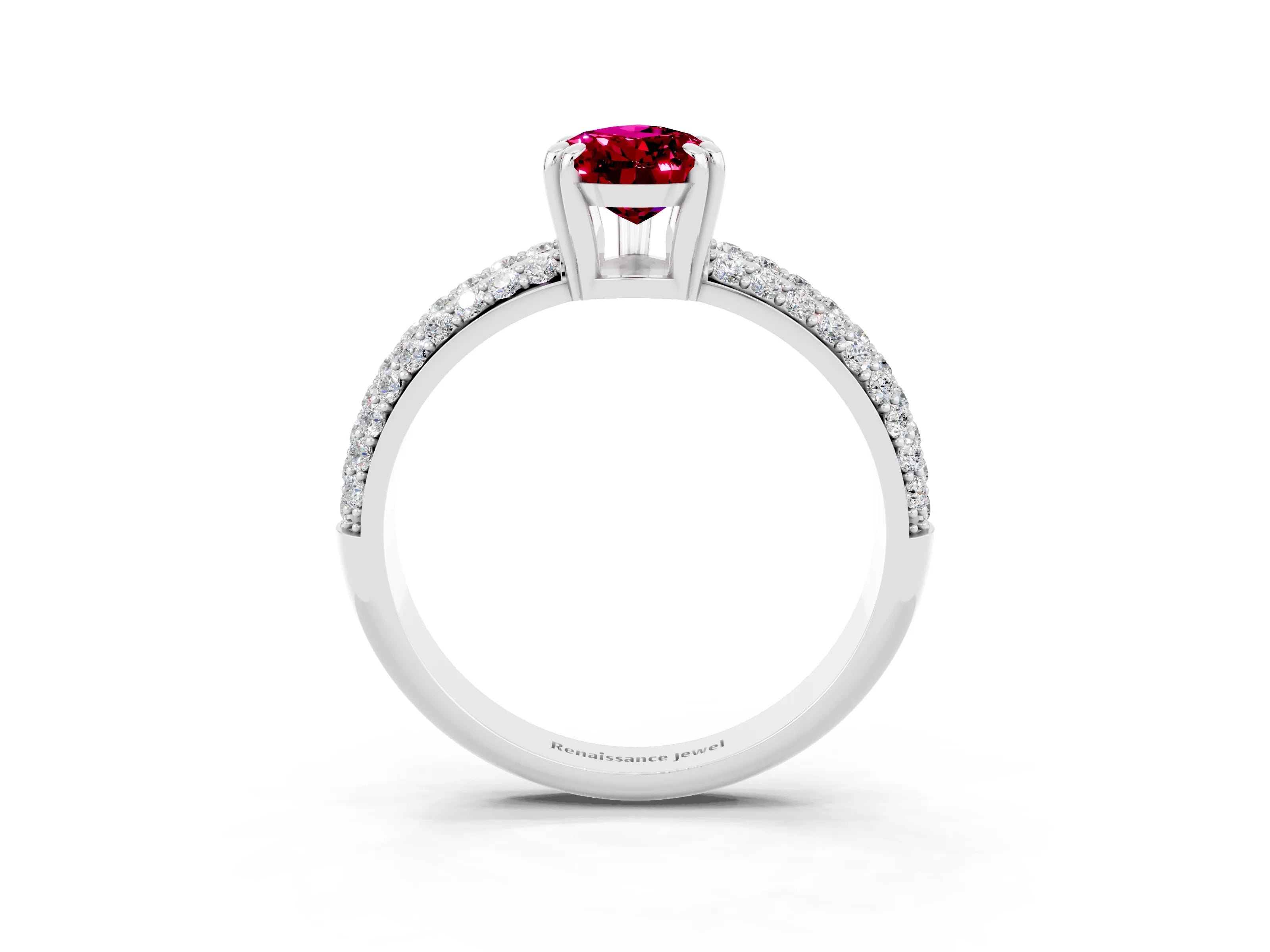White gold Pear Cut Cut Pave Diamond Engagement Ring with Channel Set Band and Four-Prong Setting_3