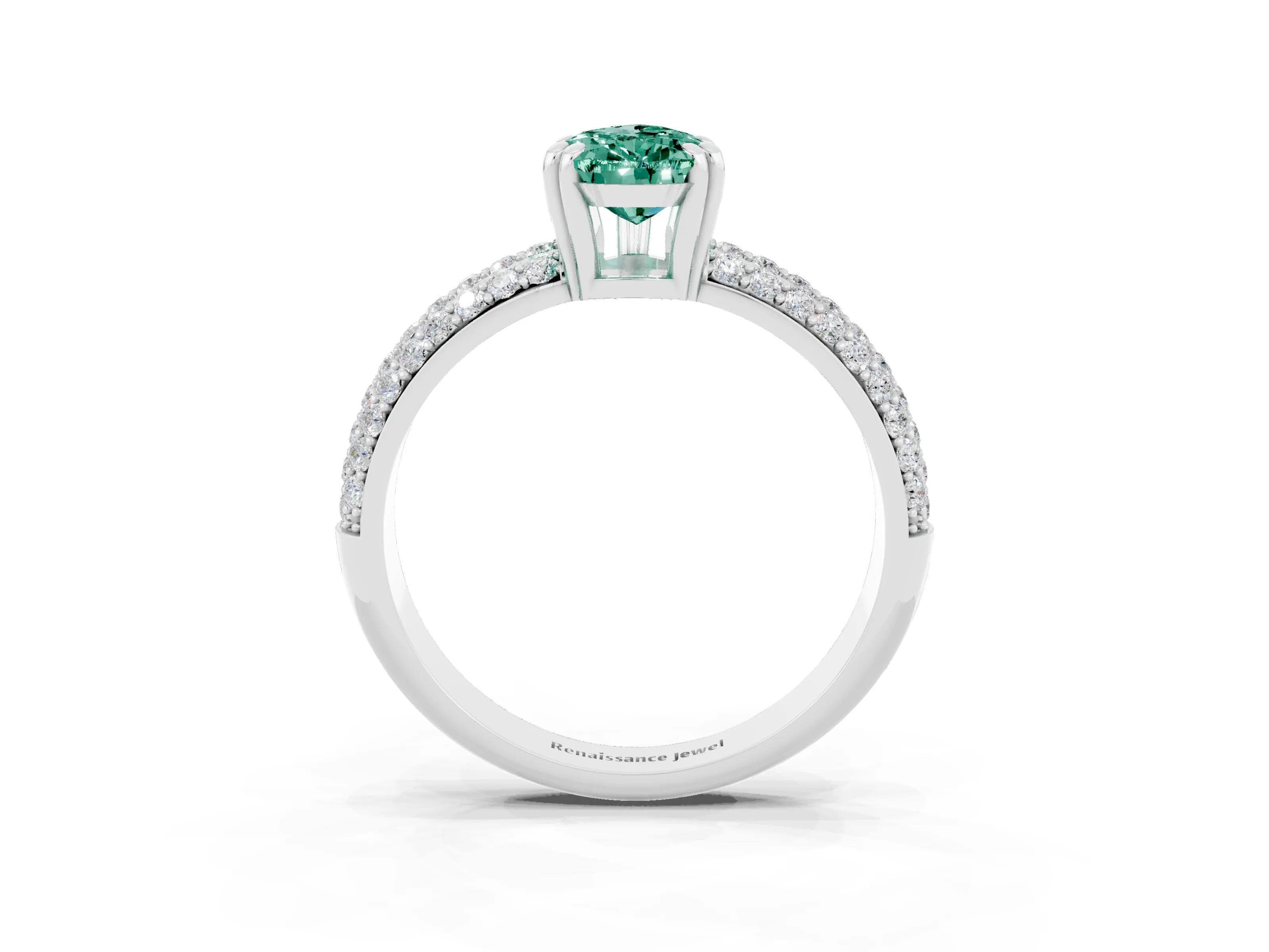 White gold Pear Cut Cut Pave Diamond Engagement Ring with Channel Set Band and Four-Prong Setting_3