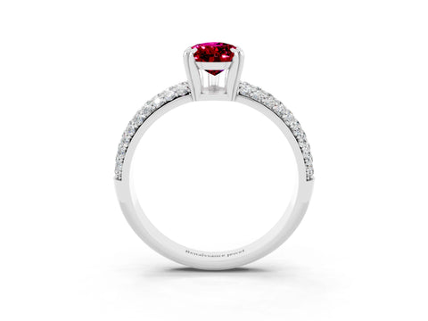 White gold Pear Cut Cut Pave Diamond Engagement Ring with Channel Set Band and Four-Prong Setting_3