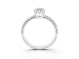 White gold Pear Cut Cut Pave Diamond Engagement Ring with Channel Set Band and Four-Prong Setting_3
