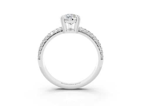 White gold Pear Cut Cut Pave Diamond Engagement Ring with Channel Set Band and Four-Prong Setting_3