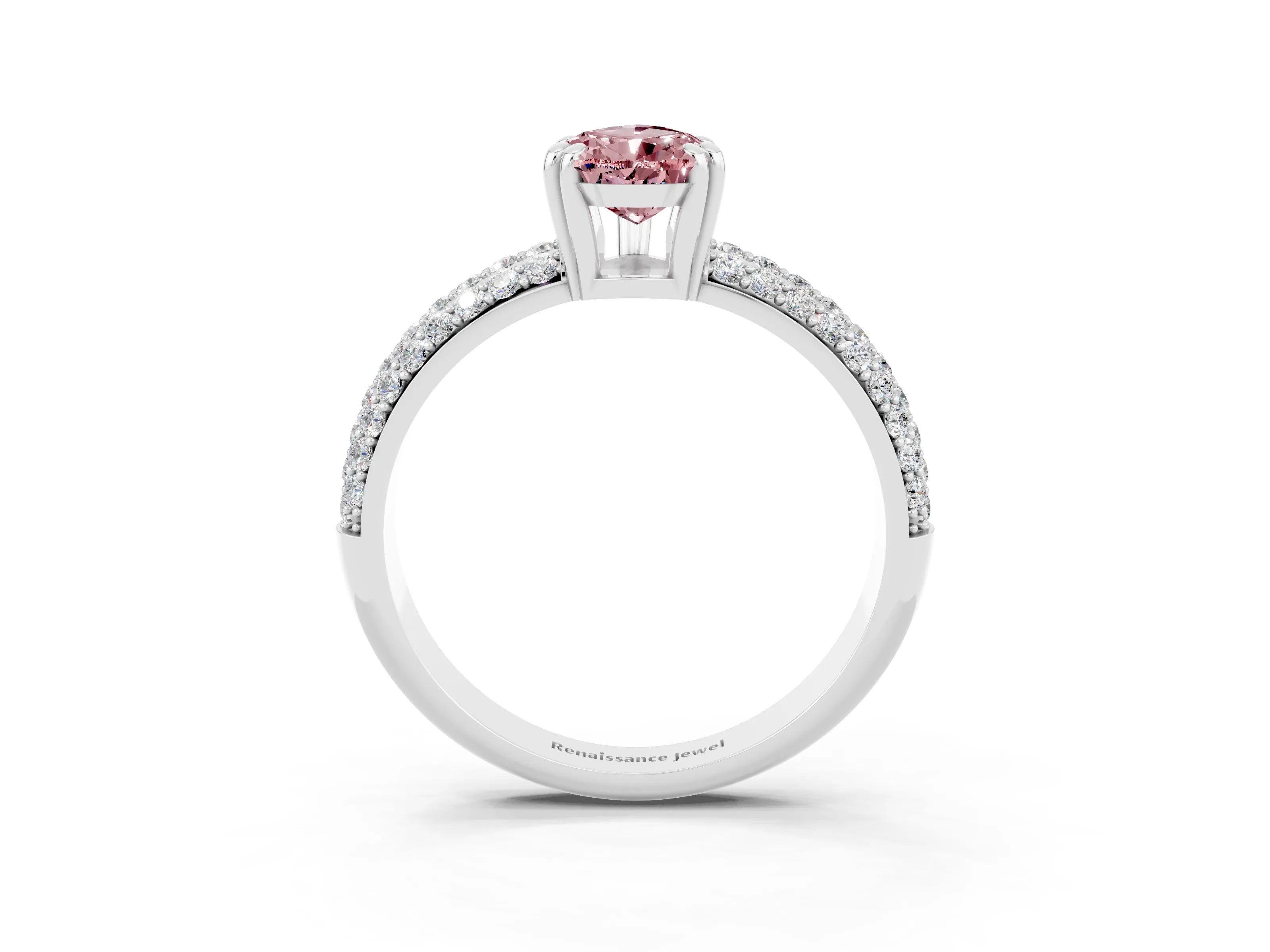 White gold Pear Cut Cut Pave Diamond Engagement Ring with Channel Set Band and Four-Prong Setting_3