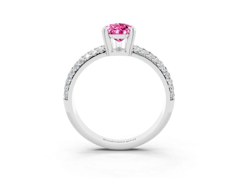 White gold Pear Cut Cut Pave Diamond Engagement Ring with Channel Set Band and Four-Prong Setting_3