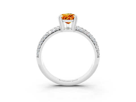 White gold Pear Cut Cut Pave Diamond Engagement Ring with Channel Set Band and Four-Prong Setting_3