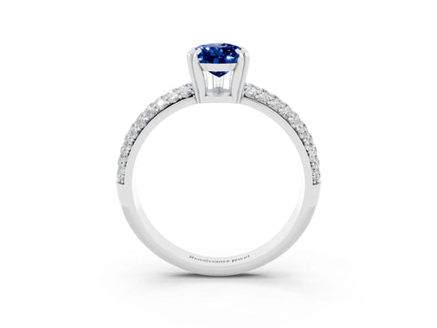 White gold Pear Cut Cut Pave Diamond Engagement Ring with Channel Set Band and Four-Prong Setting_3