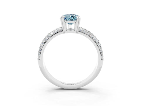 White gold Pear Cut Cut Pave Diamond Engagement Ring with Channel Set Band and Four-Prong Setting_3