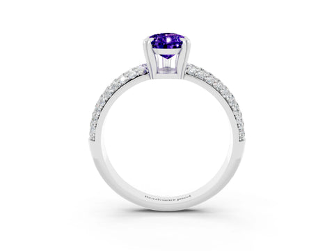 White gold Pear Cut Cut Pave Diamond Engagement Ring with Channel Set Band and Four-Prong Setting_3